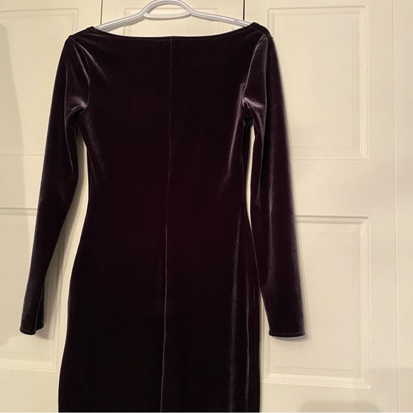 Vintage Wayne Clark dress mermaid velour long sleeve square neck line - Picture 9 of 15
